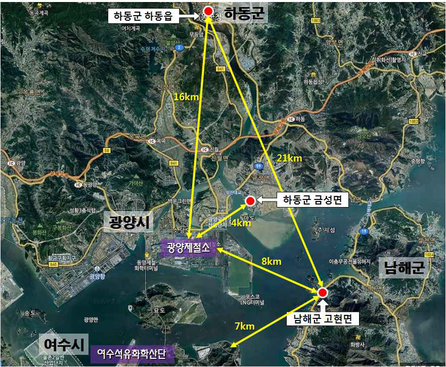 광양만권의 HAPs 측정지점