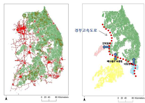 Distribution and habitat fragmentation of Yellow-throated marten