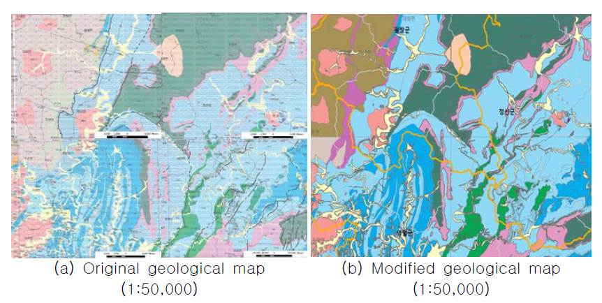 Comparison of geological map in the part of Gangwon-do (Pyeongchang, Jeonsun, Yeongwol, Yemi)