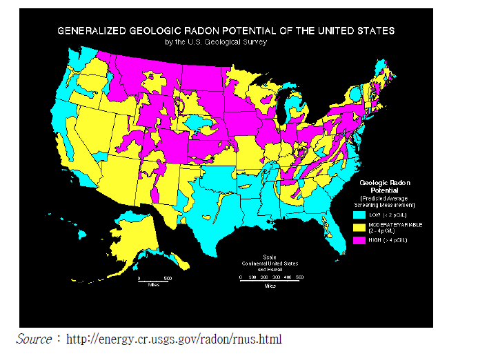 Generalized geological radon potential map of USA