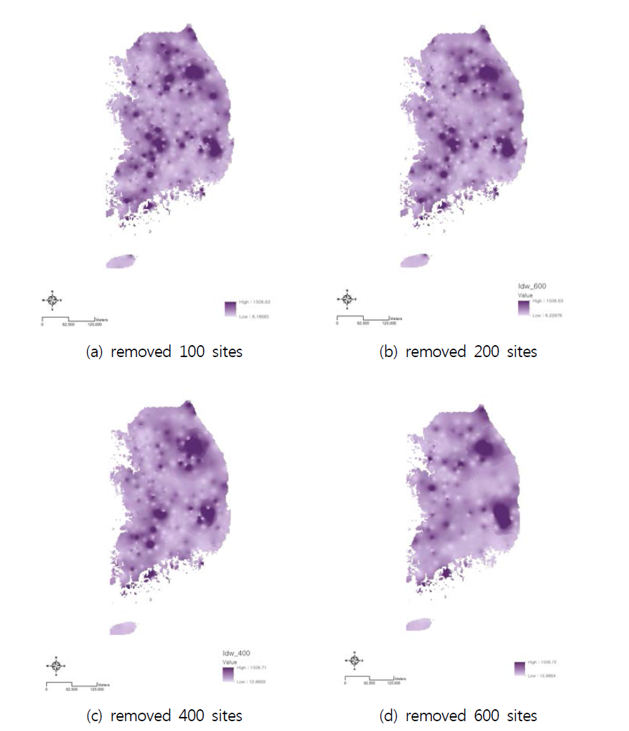 Spatial analysis in case removed sites by IDW