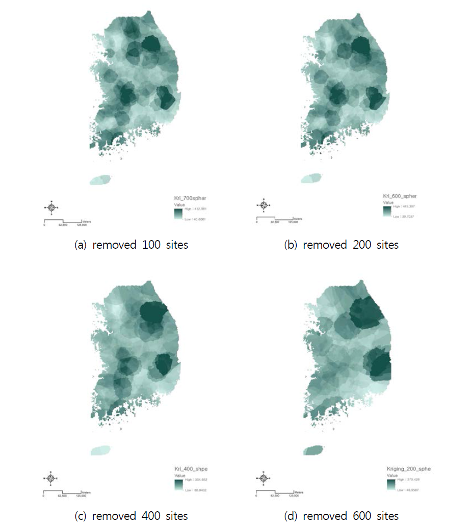 Spatial analysis in case removed sites by Kriging(ordinary)