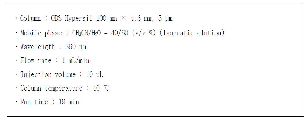 HPLC operating conditions for aldehydes