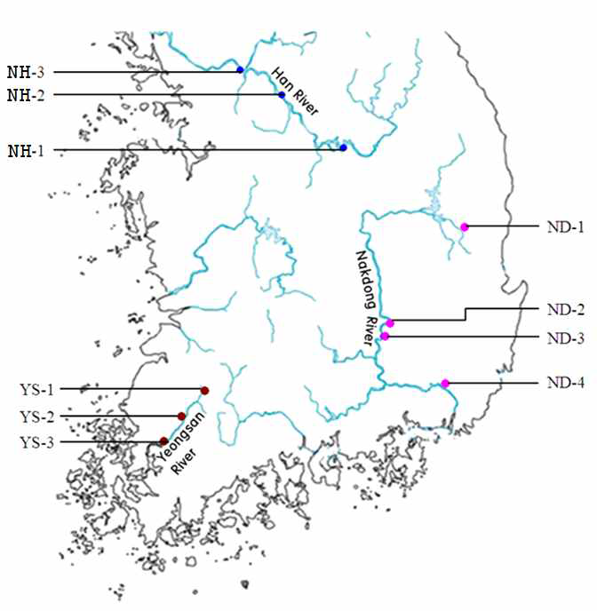 Locations of sampling sites.