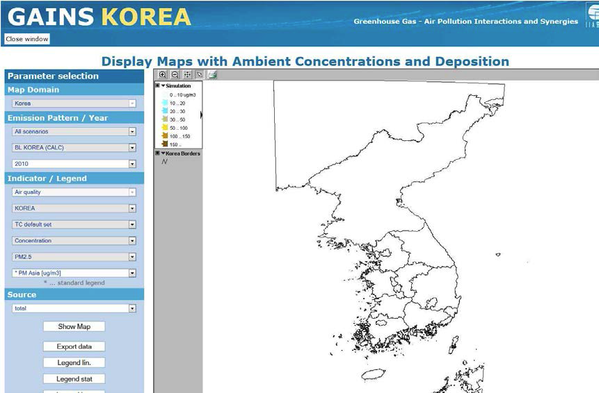 Map of the Korean Peninsular in GAINS-Korea
