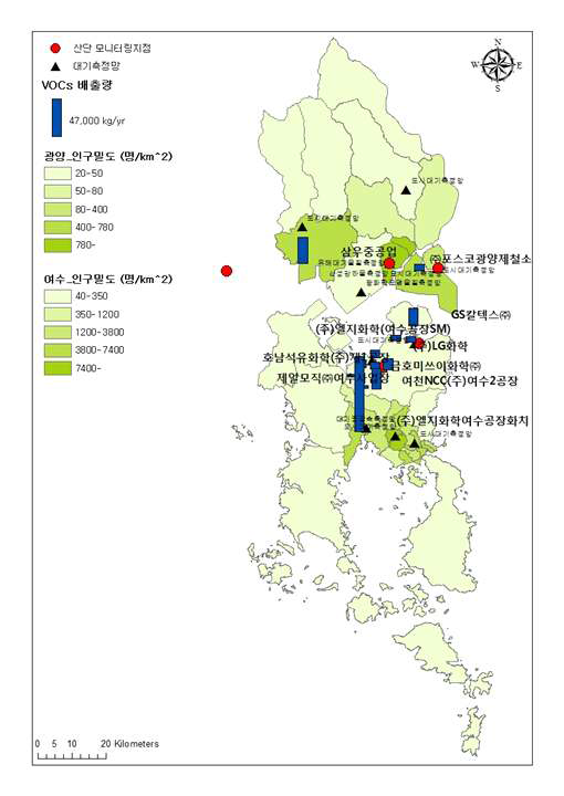 여수·광양산단의 VOCs 배출량 현황과 시료채취지점