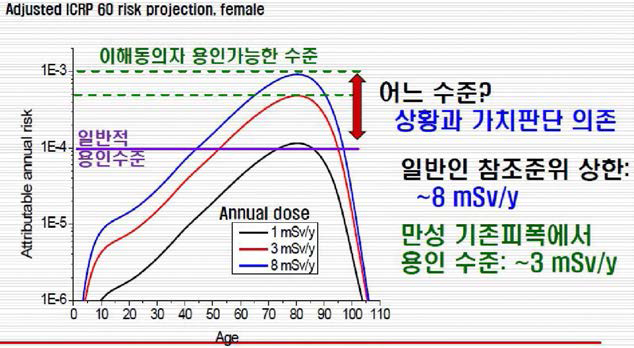 기존 피폭 용인범위 설명도