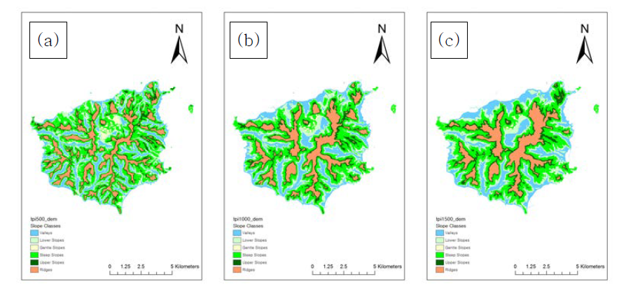 Landform classification of Ulleungdo using TPI