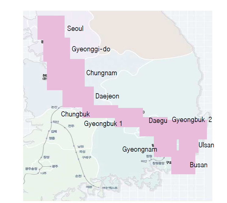 Schematic diagram of the Gyeongbu line.