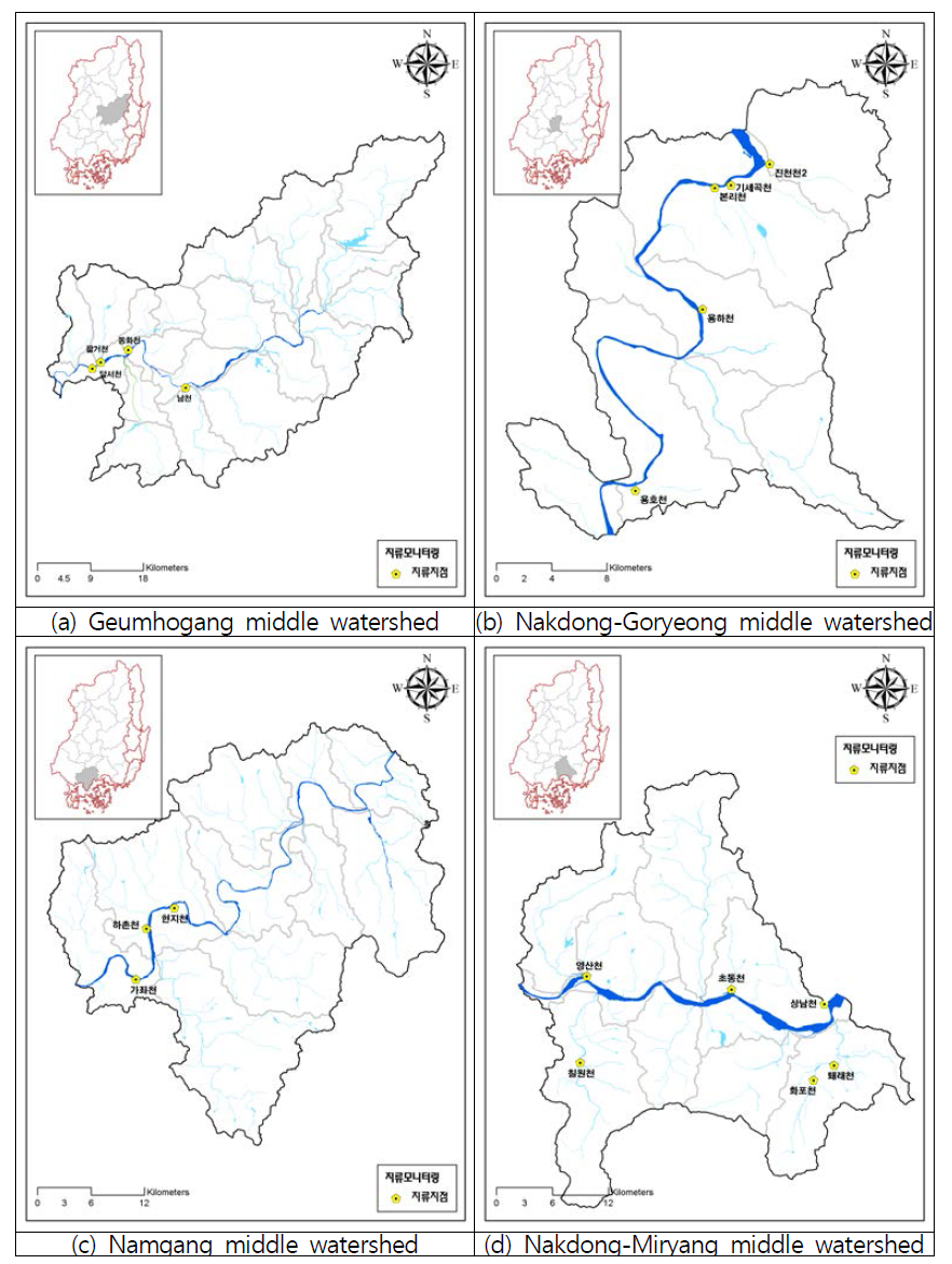 Monitoring site of tributaries network in the middle watersheds.