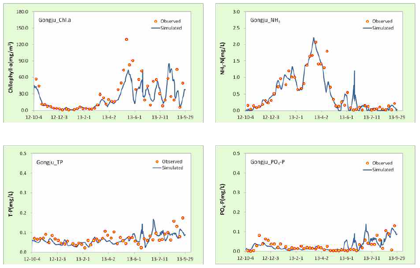 Model simulation results of the water quality.