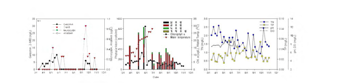 Algae and water quality variation at Chungma station