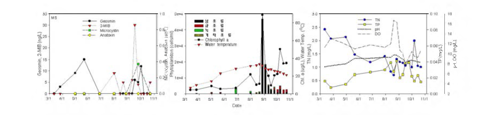 Algae and water quality variation at Boonjeo station