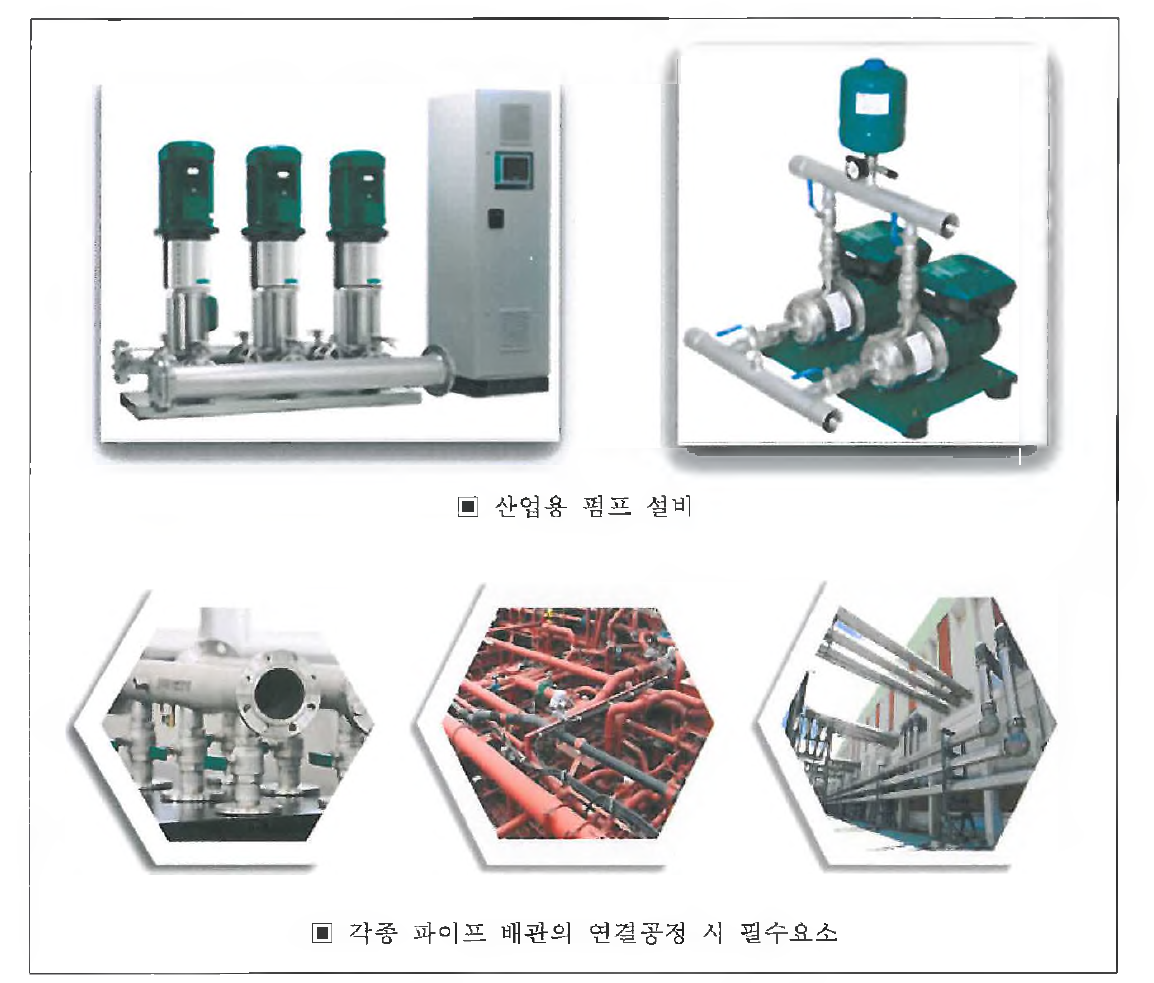 펌프 설비 및 각종 파이프 배관
