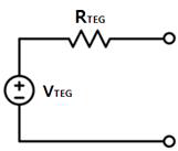 열전소자의 전기적 등가회로(VTEG : 열전소자의 개방회로 전압, RTEG : 열전소자의 출력 저항)