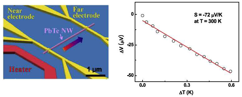 PbTe nanowire test pattern 및 지벡계수