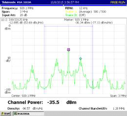 Spectrum analyzer 상 CW 및 TAG SIGNAL 의 채널 파워