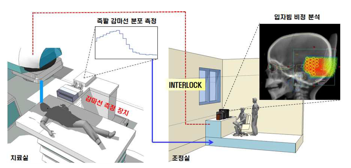 즉발 감마선 분포 측정 기반 입자빔 비정 분석 시스템 개념도