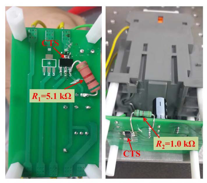 Modification of the switchgear by the serial connection of the resistance to the CTS: R1=5.1 kΩ; R1=1.0kΩ