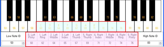 양손 손가락의 음계 매핑