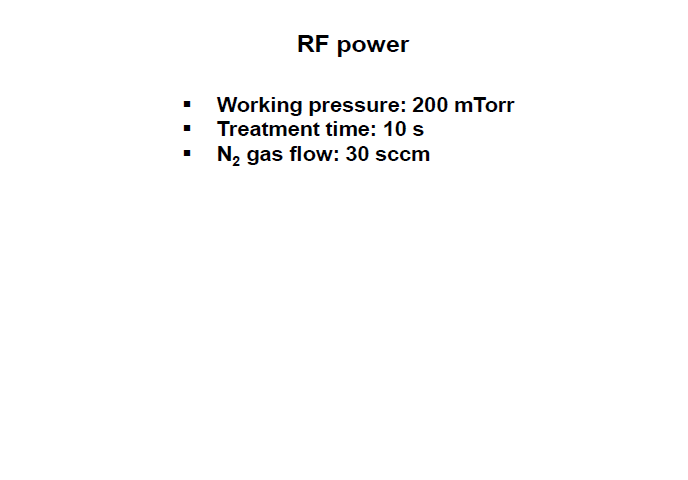 RF power 변수에 따른 표면 전처리 특성