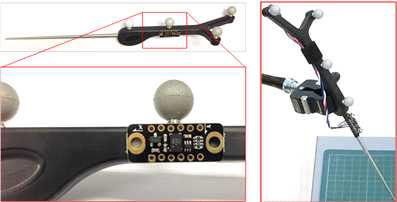 광학식 마커 및 관성센서가 부착된 수술도구