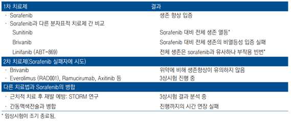 대표적인 간암 분자표적 치료제 3상 임상시험