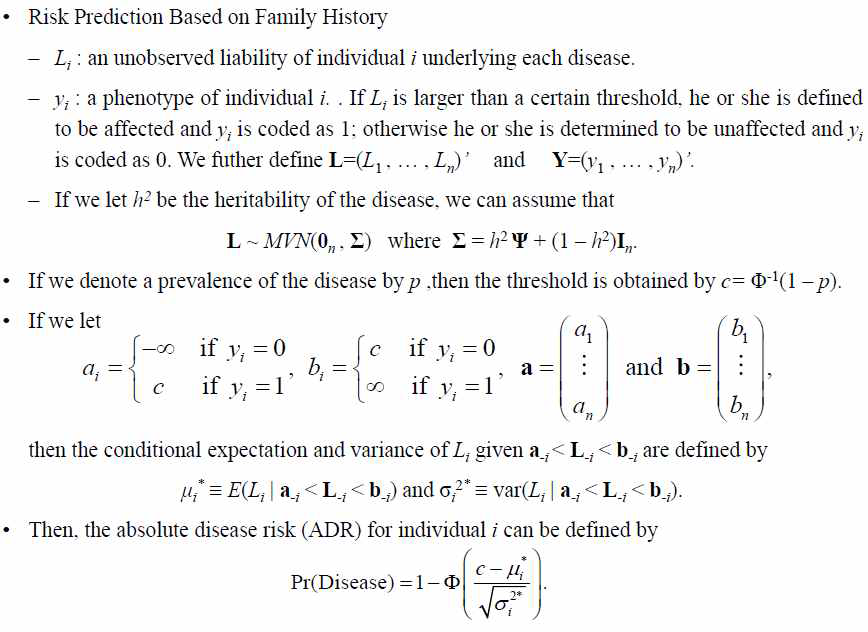 Parametric approach model for estimating heritability and relative risks with the family history