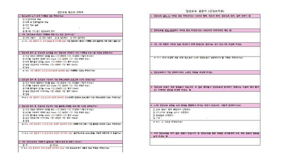 코치 및 환자들 설문지