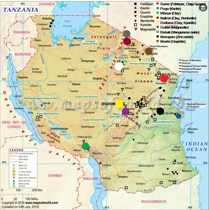 Minerogenic map of Tanzania