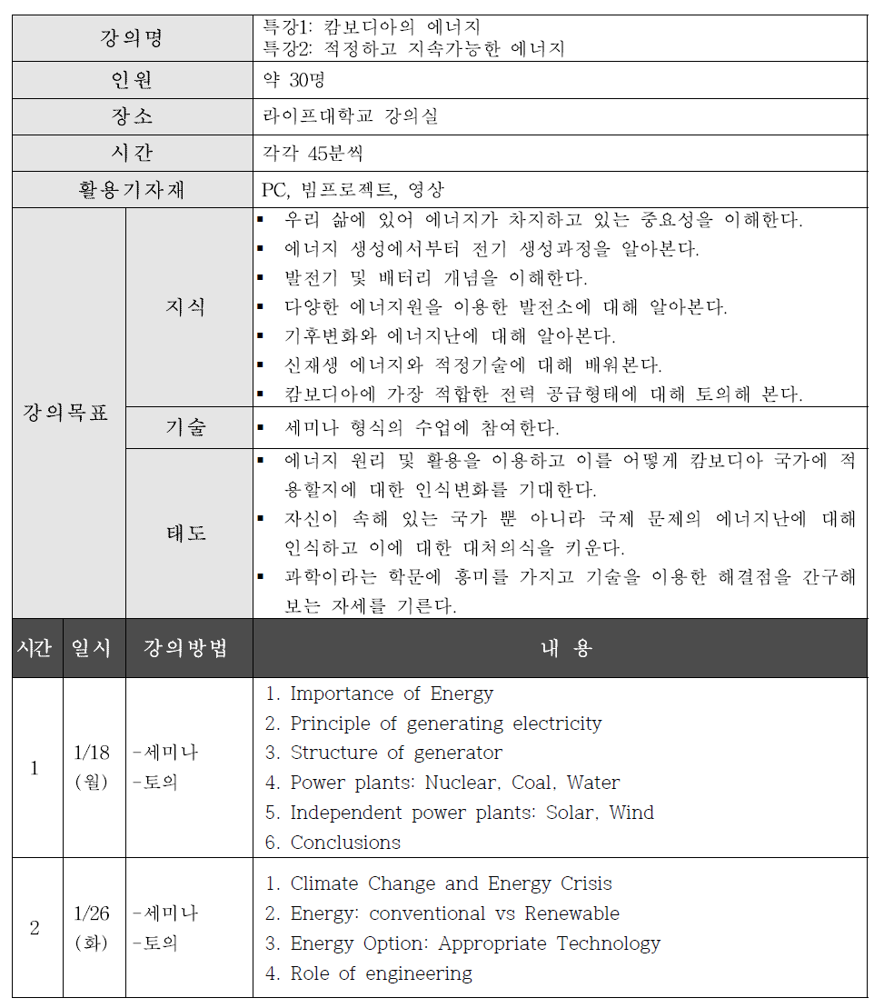 특강 1&2 강의계획서(요약)