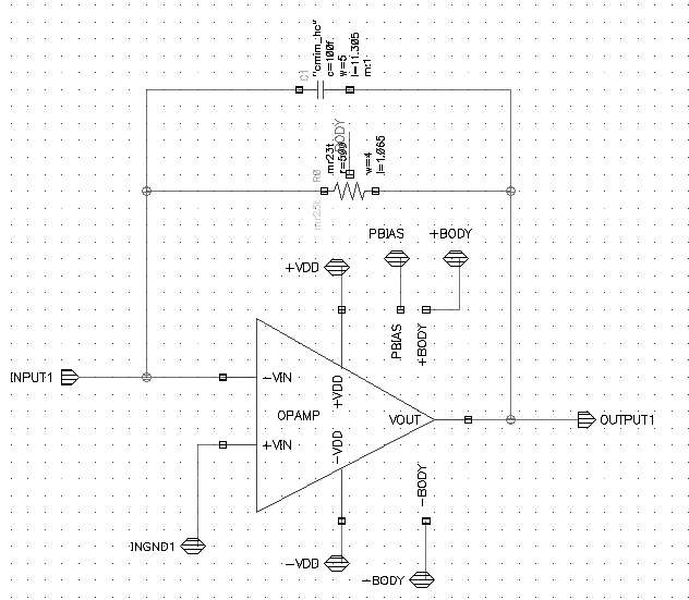 GAPD와의 In-chip을 구현하기 위한 Preamp의 Schematic