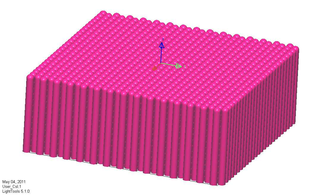 columnar 구조의 LightTools simulation 구조도