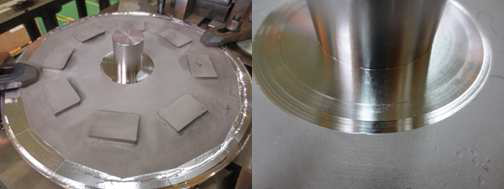 base plate와 중앙지지대 전자빔 용접 접합