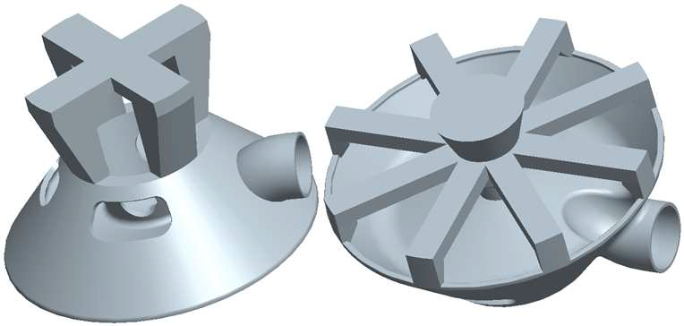 압탕 설계(방안1:左, 방안2:右)