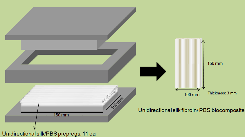 Fabrication of unidirectional silk fibroin/PBS biocomposites.