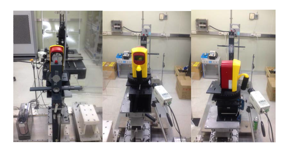 이온 전리함 베타 선량계의 입사각 반응도 시험 모습