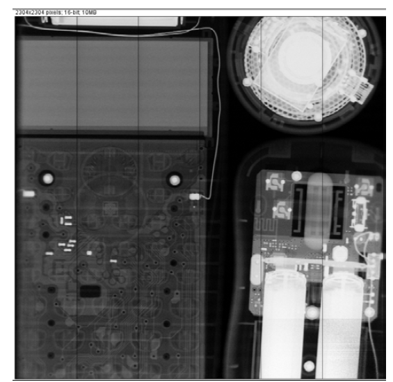 다양한 피사체의 X-ray 영상 (계산기, 스피커, 무선마우스)