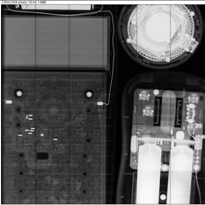 다양한 피사체의 X-ray 영상 (계산기, 스피커, 무선마우스)