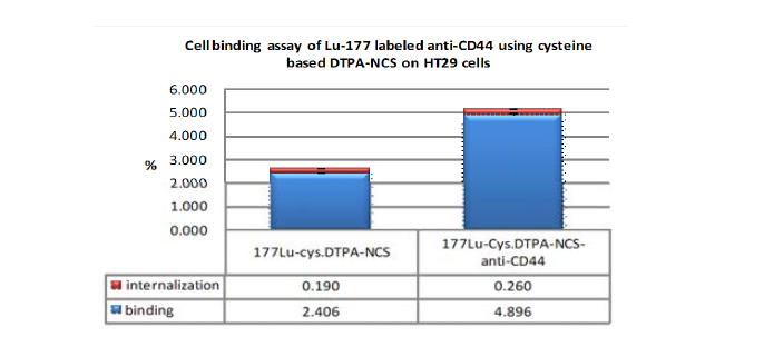 Lu-177-CysDTPA-anti CD44 항체의 세표 표면 흡착