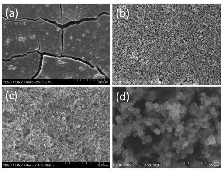 FESEM images of the surface of GDL-B before Pt deposition.