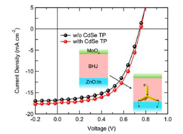 CdSe TP구조가 도입된 태양전지의 I-V곡선