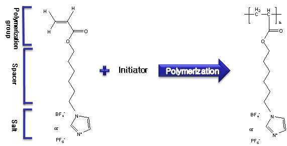 Polymerization scheme of ionic liquid monomer