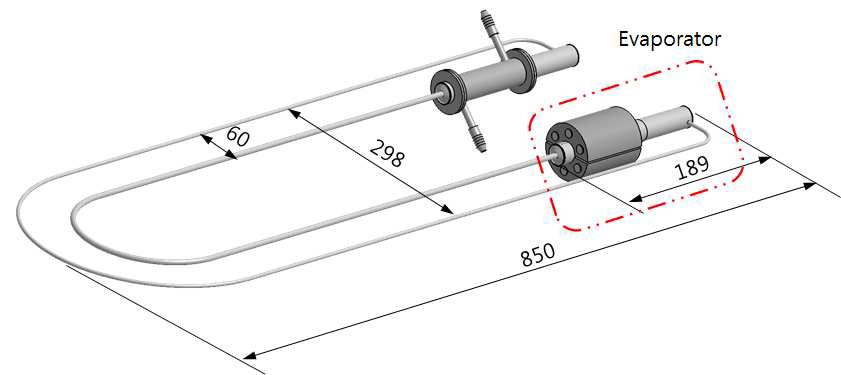 Configuration of evaporator designed for LHP thermal modeling