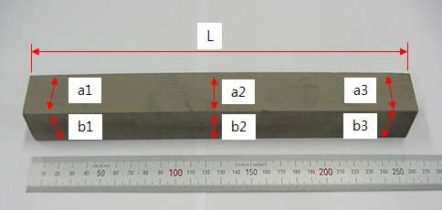 Measurement locations of sintered bar