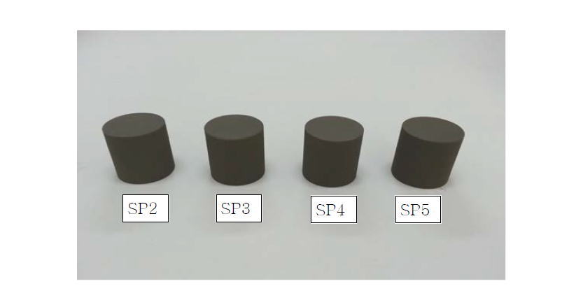 Photograph of sintered blocks to check the machinability and porosity