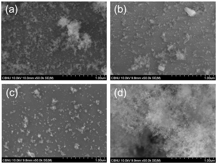 SEM images of nano-size W/SiC composite powders with different