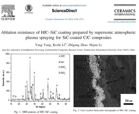 중국의 APS 이용 HfC-SiC 코팅결과