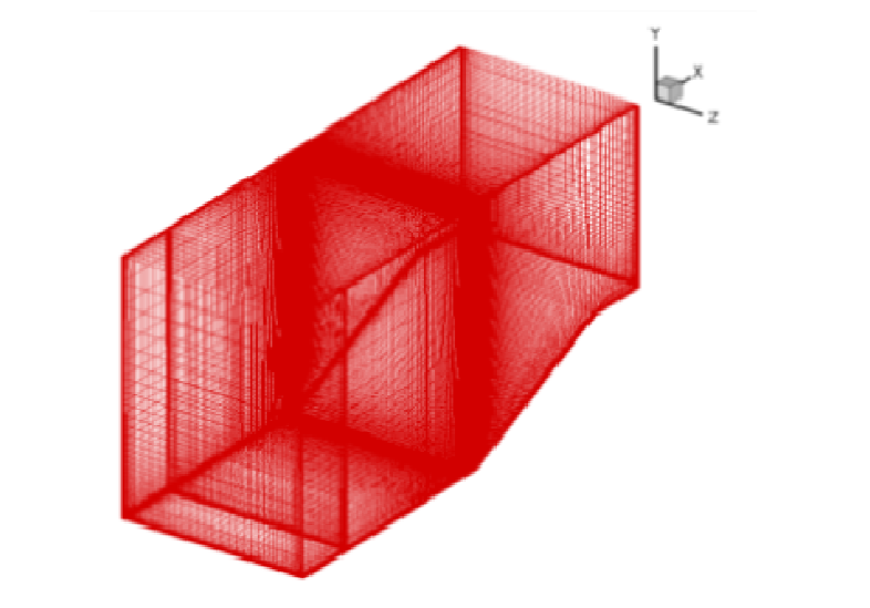 Grid of 3D compression ramp (24°)