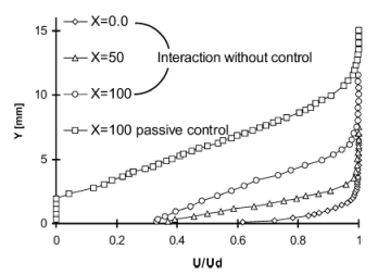 Boundary layer profiles for undisturbed interaction and passive control